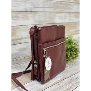 Giani Bernini Triple-Zip Pebble Leather Dasher Crossbody
